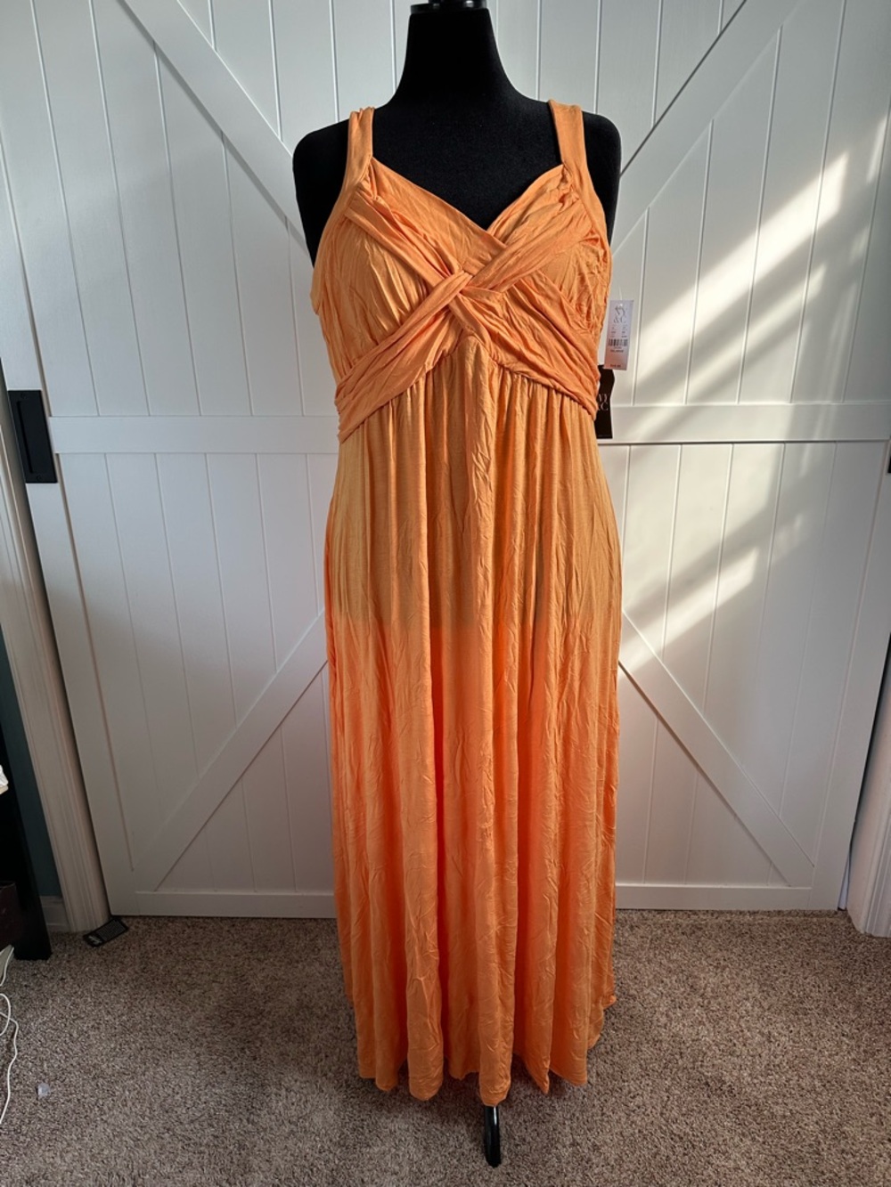 NWT NY & Co Soho Street Orange Maxi Dress XXL Criss Cross Bodice Empire Waist